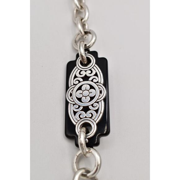 Brighton Gloss Chain Black Silver Tone Floral Size Medium 33\